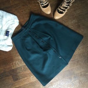 JCREW 100% wool dark emerald skirt with buttons